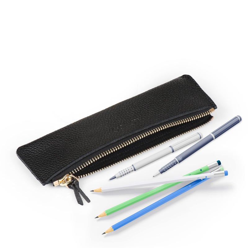 Londo Zippered Genuine Leather Pen and Pencil Case Cosmetic Pouch - Image 3